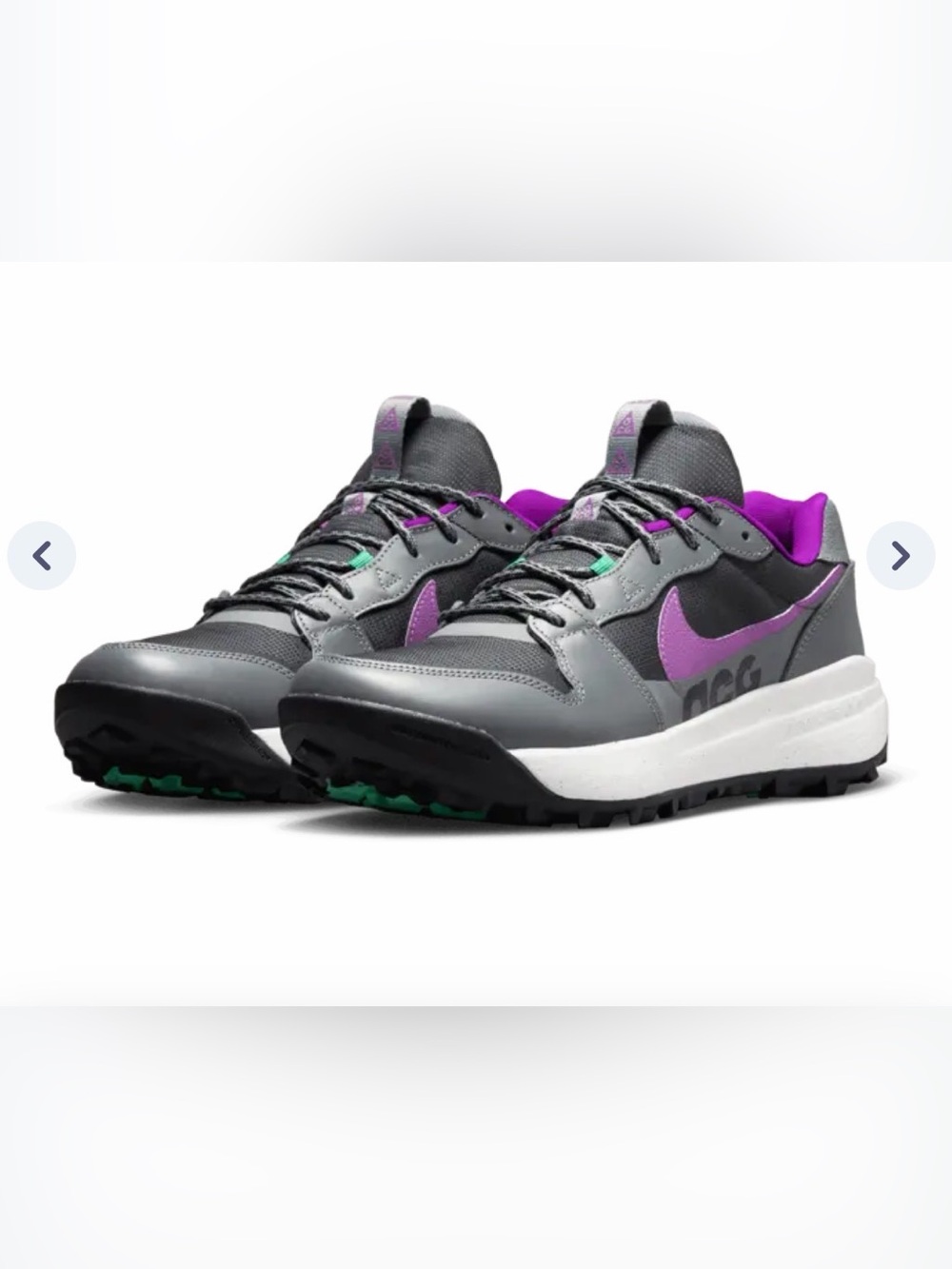 New Nike ACG Lowcate Smoke Grey Vivid Purple Mens 4 or Women’s 5.5